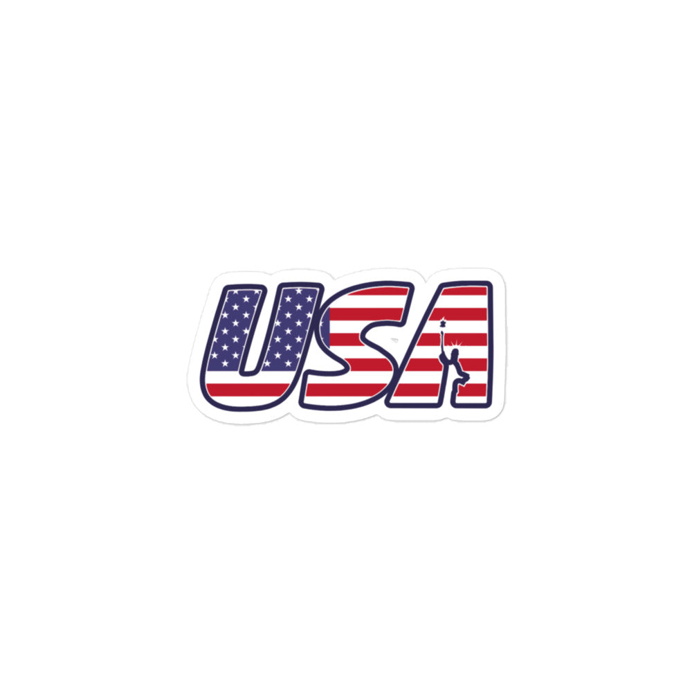 USA American Flag Statue of Liberty Sticker Cool Font