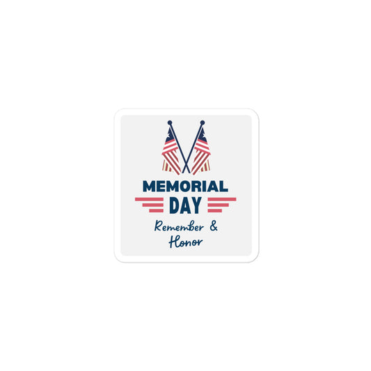 Memorial Day Remember and Honor Sticker Crossed Flags USA Support