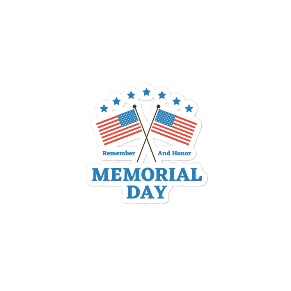 Memorial Day Crossed Flags Sticker 7 Stars Remember and Honor