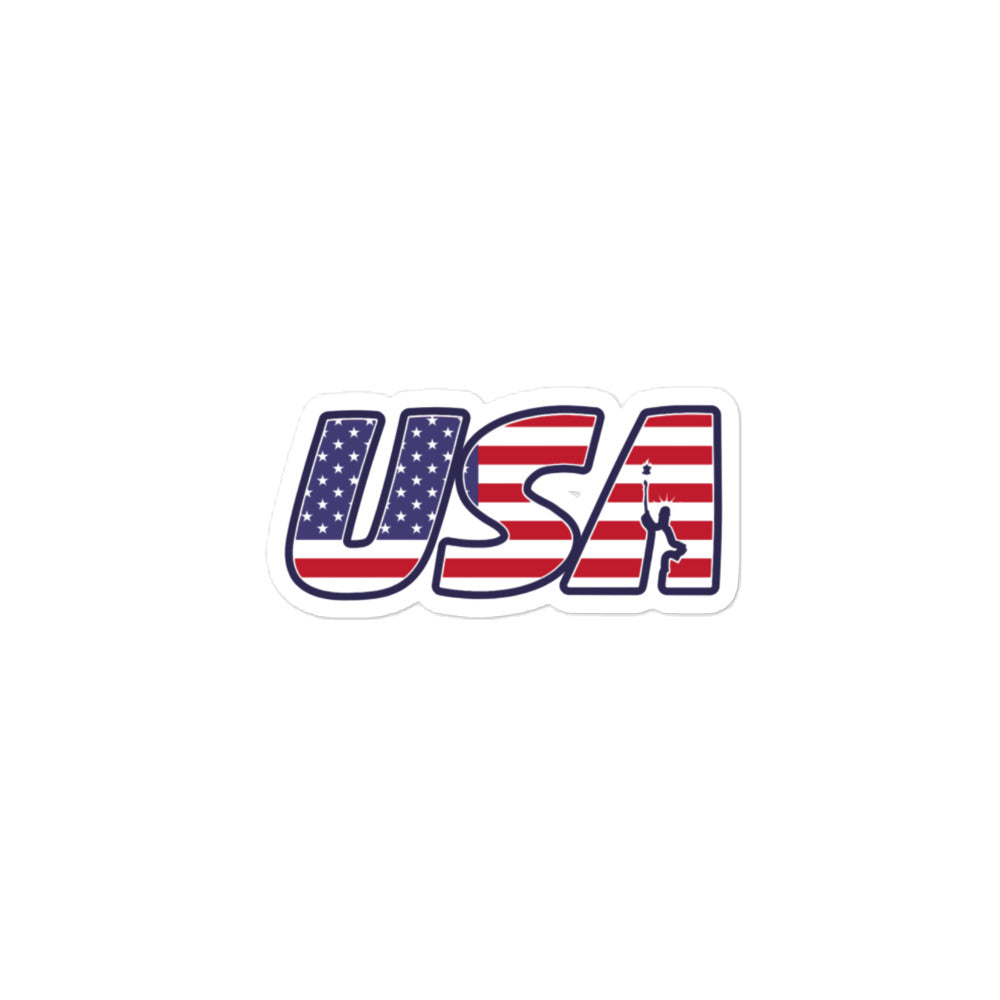 USA American Flag Statue of Liberty Sticker Cool Font