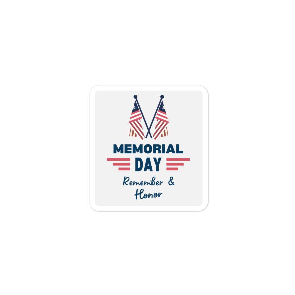 Memorial Day Remember and Honor Sticker Crossed Flags USA Support