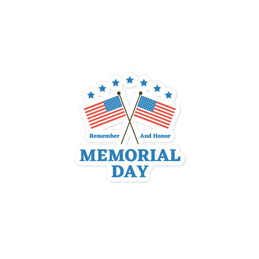 Memorial Day Crossed Flags Sticker 7 Stars Remember and Honor