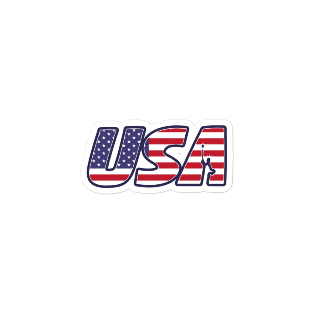 USA American Flag Statue of Liberty Sticker Cool Font