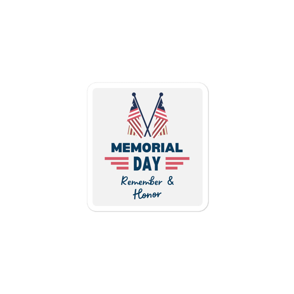 Memorial Day Remember and Honor Sticker Crossed Flags USA Support